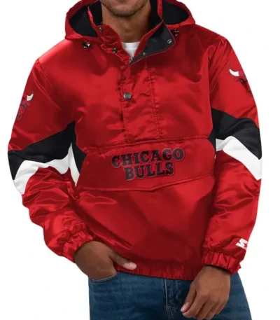 Chicago Bulls Red Force Play Hoodie Half-zip Jacket