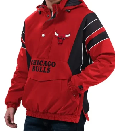 Chicago Bulls Red Home Team Half-zip Hooded Jacket