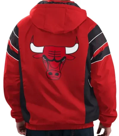 Chicago Bulls Red Home Team Half-zip Hooded Jacket