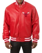 Chicago Bulls Red Leather Varsity Jacket