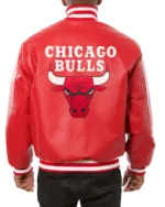 Chicago Bulls Red Leather Varsity Jacket