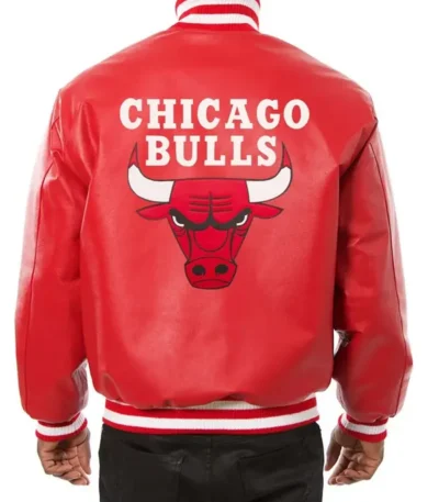 Chicago Bulls Red Leather Varsity Jacket