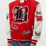 Red And White Chicago Bulls Varsity Wool Jacket