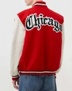 Red And White Chicago Bulls Varsity Wool Jacket