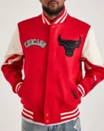 Chicago Bulls Navy And White Fleece Varsity Jacket
