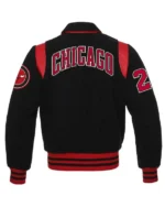 Red Wool And White Chicago Bulls Leather Varsity Letterman Jacket