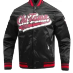 Chicago Bulls Script Tail Black Satin Jacket