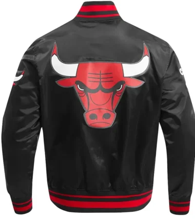 Chicago Bulls Script Tail Black Satin Jacket