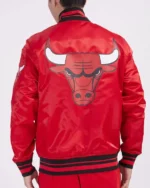 Chicago Bulls Script Tail Red Satin Jacket