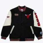 Chicago Bulls Team History Black Vintage Logo Varsity Jacket