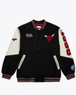 Chicago Bulls Team History Black Vintage Logo Varsity Jacket