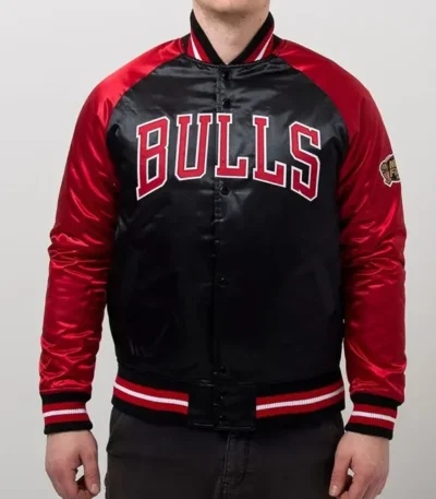 Chicago Bulls Tough Season Black And Red Satin Jacket