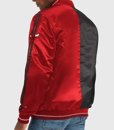 Chicago Bulls Varsity Black And Red Satin Jacket
