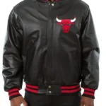 Chicago Bulls Varsity Black Leather Jacket