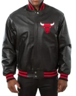 Chicago Bulls Varsity Black Leather Jacket