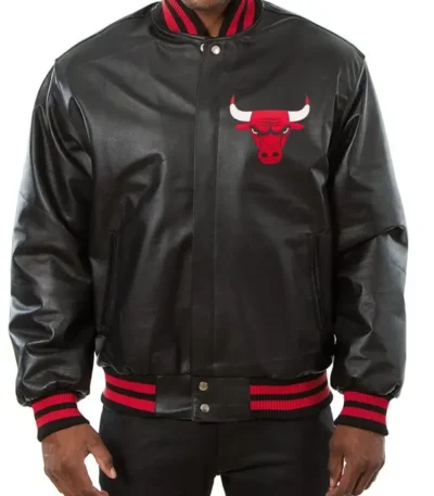 Chicago Bulls Varsity Black Leather Jacket