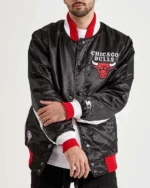 Chicago Bulls Varsity Black Satin Jacket