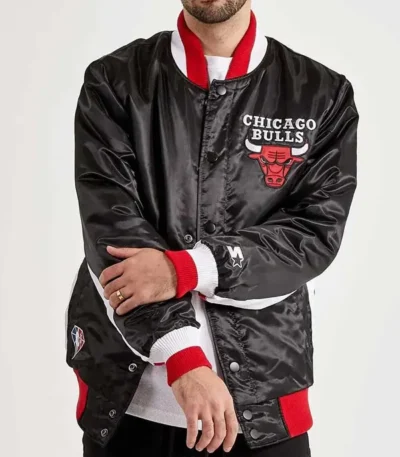 Chicago Bulls Varsity Black Satin Jacket