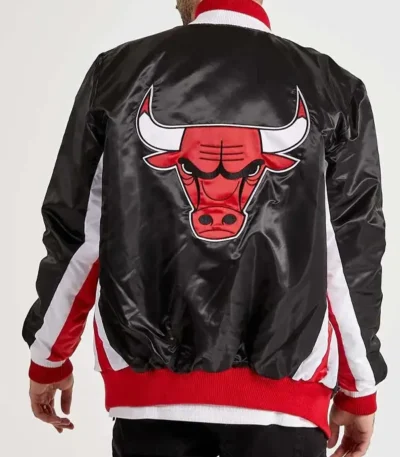 Chicago Bulls Red Big Logo Satin Jacket
