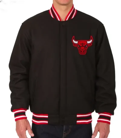 Chicago Bulls Varsity Black Wool Jacket