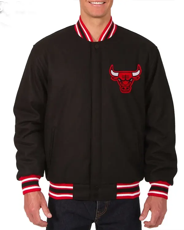 Chicago Bulls Varsity Black Wool Jacket Chicago Bulls Varsity Black Wool Jacket