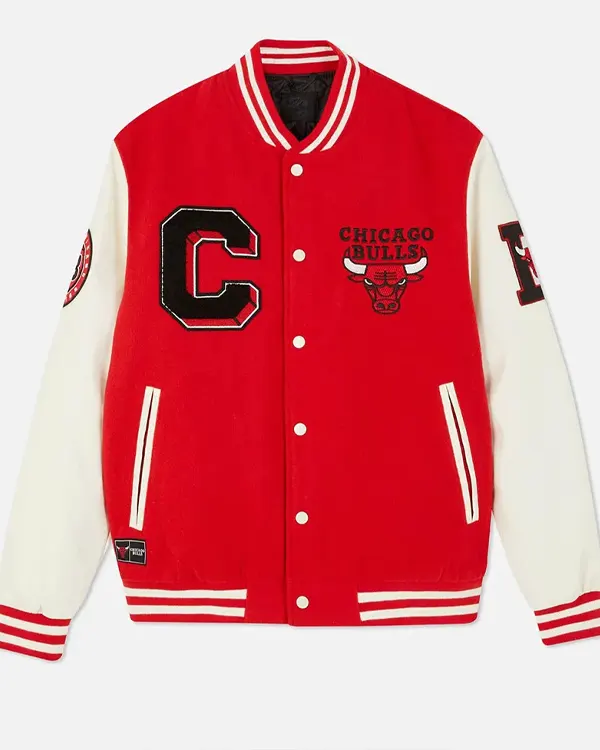 Chicago Bulls Varsity Red And Off White Jacket Chicago Bulls Varsity Red And Off White Jacket