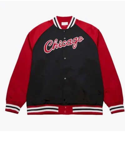Chicago Bulls Vintage Logo Double Clutch Black Satin Jacket