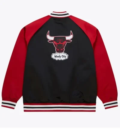 Chicago Bulls Vintage Logo Double Clutch Black Satin Jacket