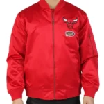 Chicago Bulls Vintage Logo Red Lightweight Satin Jacket