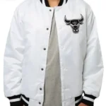White Chicago Bulls Satin Jacket
