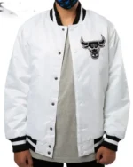 White Chicago Bulls Satin Jacket