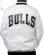 White Chicago Bulls Satin Jacket