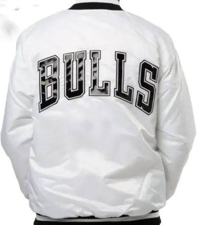 White Chicago Bulls Satin Jacket