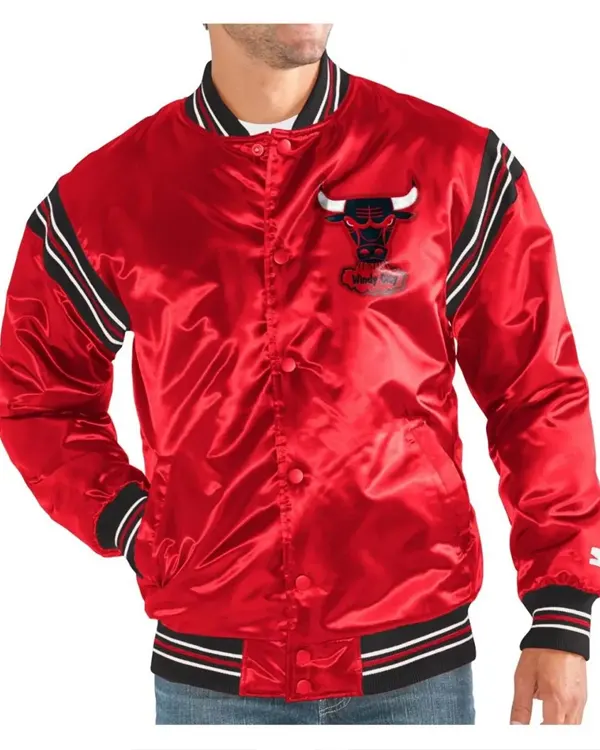 Chicago Bulls Windy City Enforcer Red Satin Jacket Chicago Bulls Windy City Enforcer Red Satin Jacket