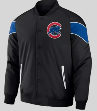 Black Chicago Cubs Baseball Raglan Jacket