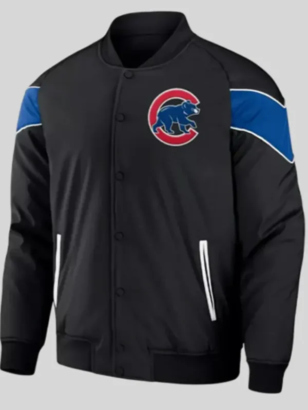 Black Chicago Cubs Baseball Raglan Jacket