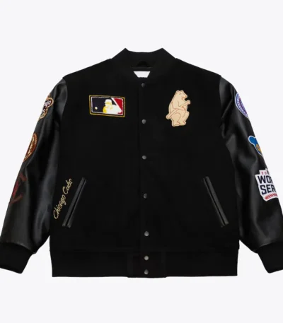Chicago Cubs Black Out Vintage Logo Varsity Jacket