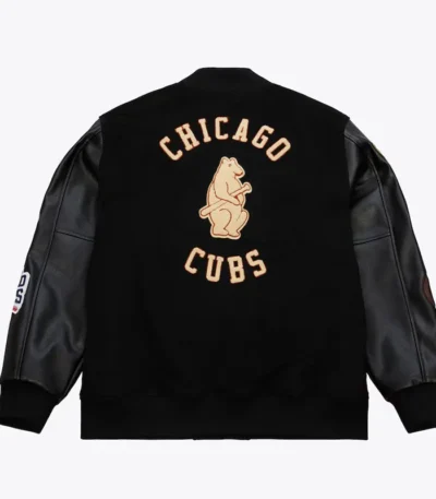 Chicago Cubs Black Out Vintage Logo Varsity Jacket