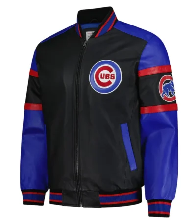 Chicago Cubs Black and Blue Varsity Leather Jacket