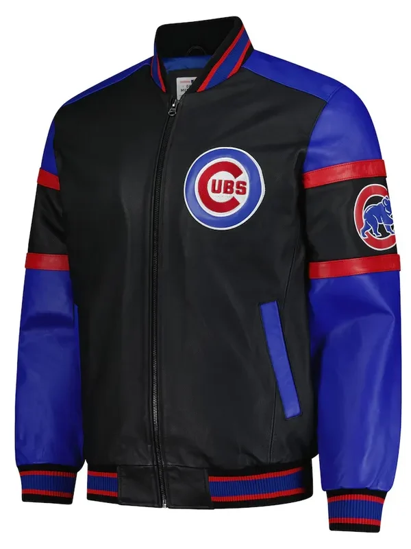 Chicago Cubs Black and Blue Varsity Leather Jacket