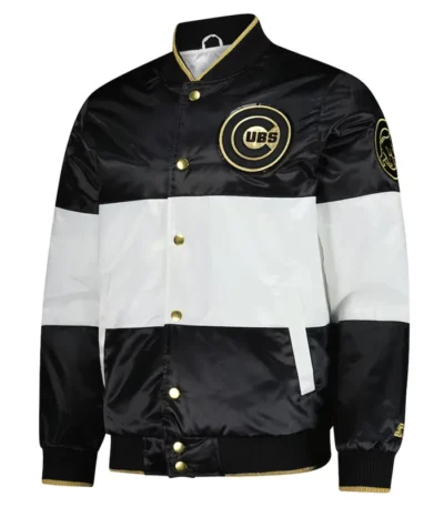Chicago Cubs Black and White Satin Jacket