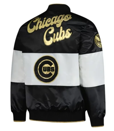 Chicago Cubs Black and White Satin Jacket