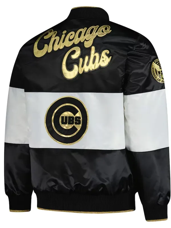 Chicago Cubs Black and White Satin Jacket