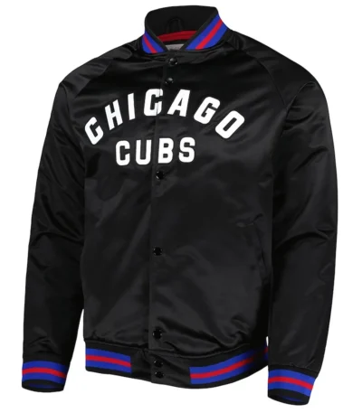 Chicago Cubs Bomber Black Satin Jacket