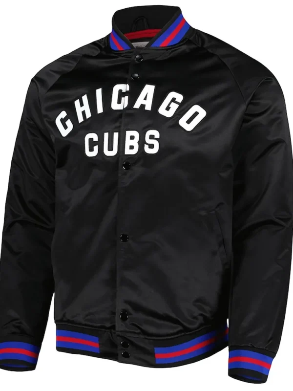 Chicago Cubs Bomber Black Satin Jacket