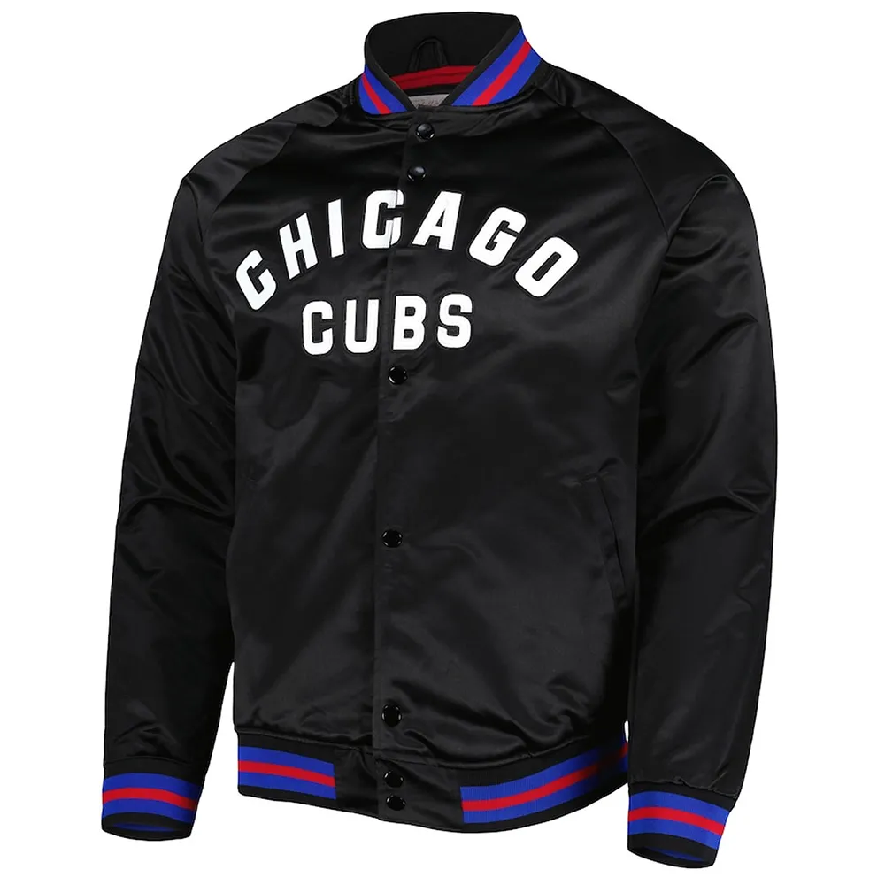 Chicago Cubs Bomber Black Satin Jacket Chicago Cubs Bomber Black Satin Jacket