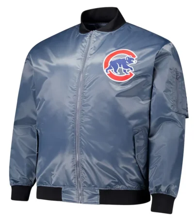 Chicago Cubs Charcoal Bomber Full-Zip Jacket