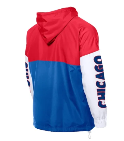 Chicago Cubs Color Block Royal-Red Hoodie Windbreaker