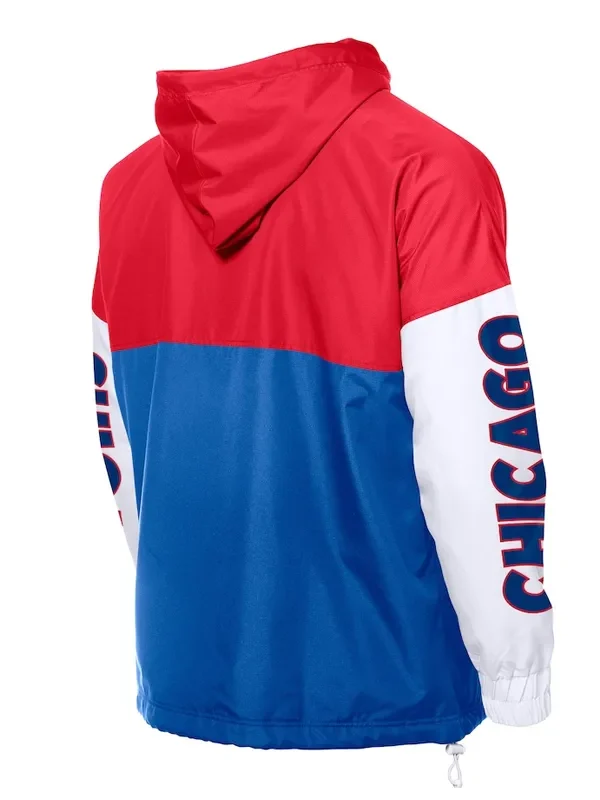Chicago Cubs Color Block Royal-Red Hoodie Windbreaker