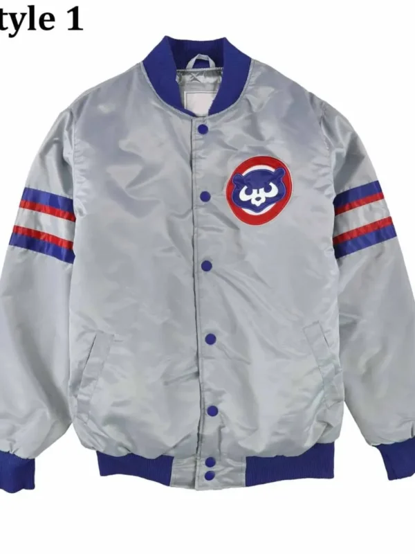 Chicago Cubs Gray Varsity Satin Jacket